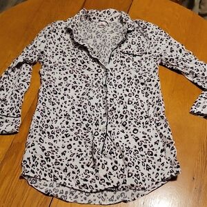 Victoria's Secret Black and White Leopard Pajama Top
